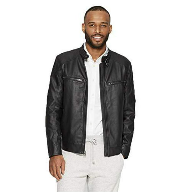 X-Ray Mens Slim Fit Over Washed Quilted Faux Leather Moto Jacket 
